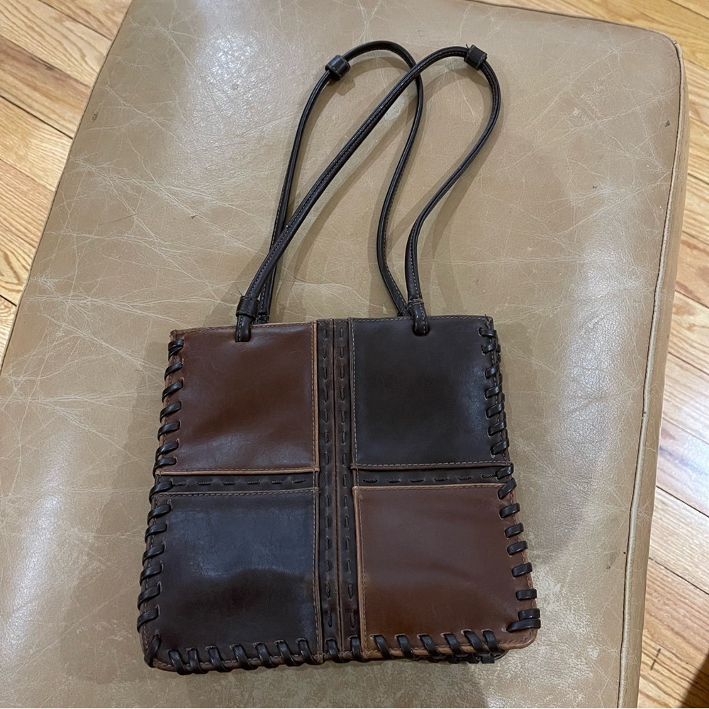 Two-Tone artifical Leather Patchwork shoulder bag